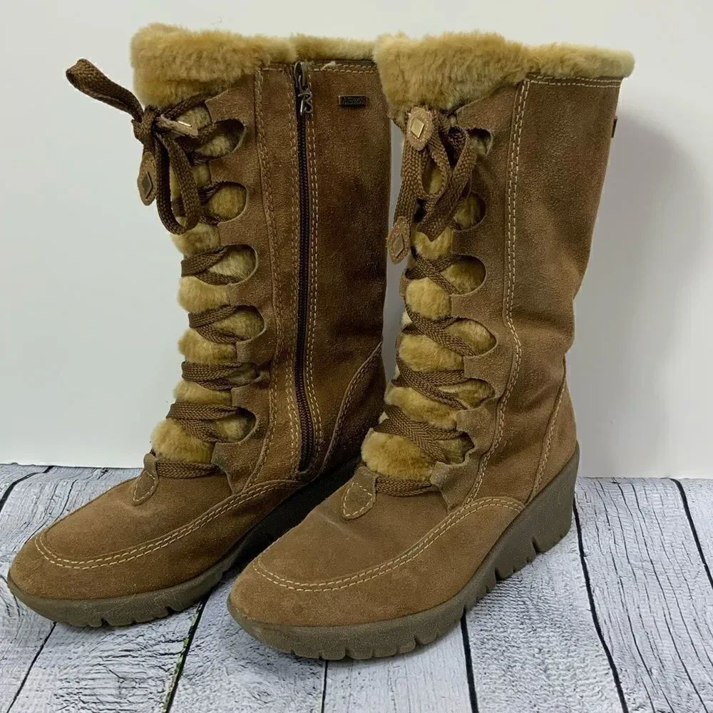 BRILLIANT Insulated Waterproof Suede leather lace up winter boots